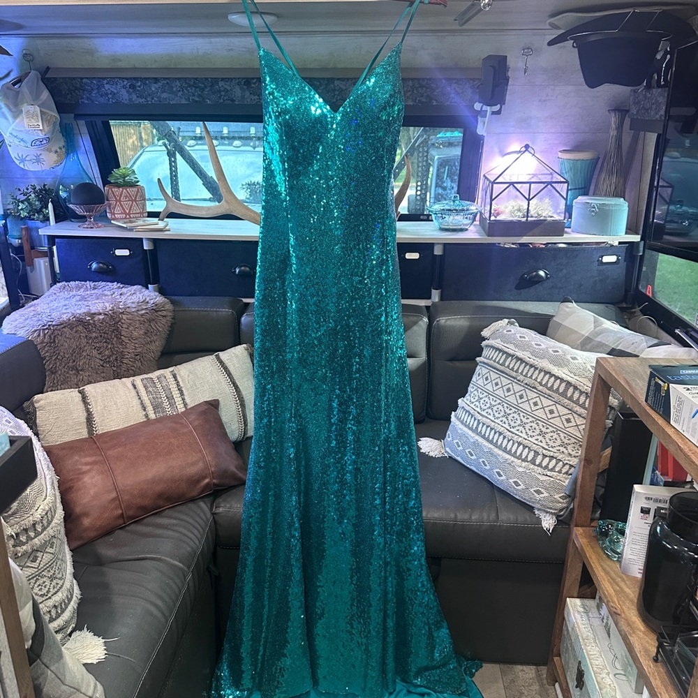 Teal Sequin Gown